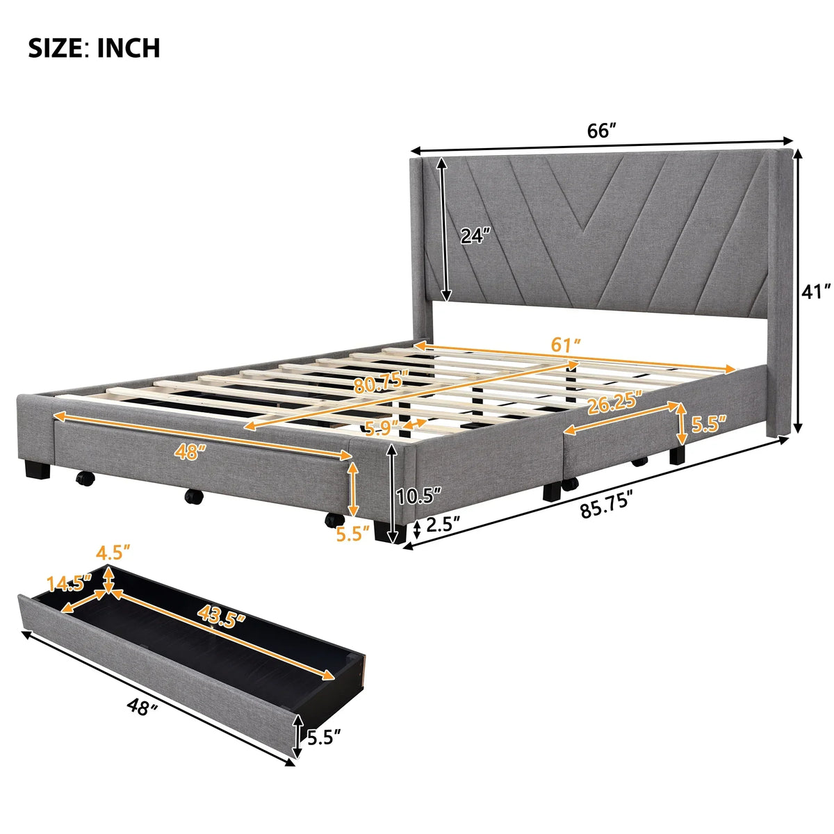 2026 NewSesslife Queen Bed Frame with Storage, New Upgraded Linen Upholstered Platform Bed with 3 Drawers, Queen Size Storage Bed with Headboard and Wooden Slats, No Box Spring Needed, Holds 500lbs, Beige