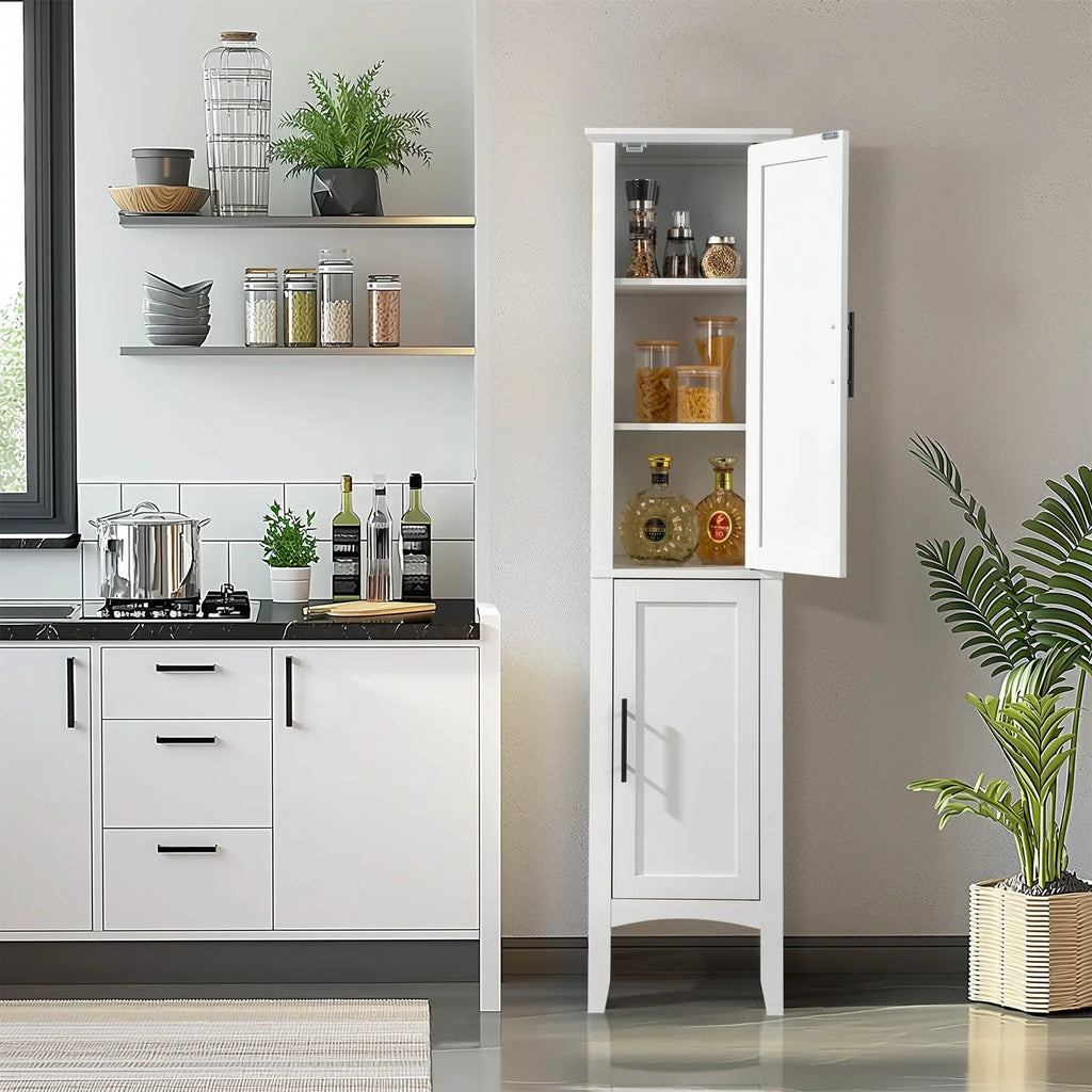 2026 NewKtaxon Bathroom Storage Cabinet Narrow Tall, Freestanding Cabinet Storage Tower with 2 Door, White