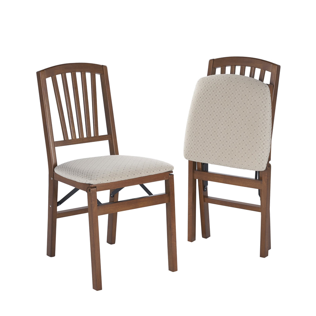2026 NewMission Fusion Folding Chair (Set of 2)- Blush Fabric and Fruitwood