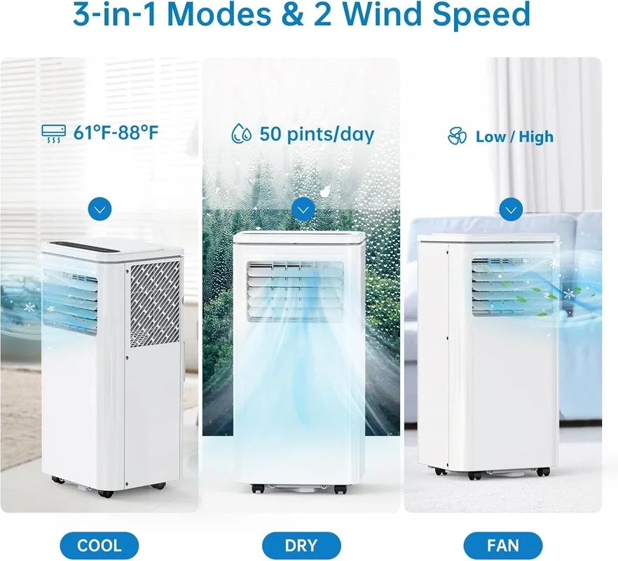 2026 New10000 BTU Portable Air Conditioner, 4-In-1 (Cool/Dehumidify/Fan) With Remote, LED Touch Control & 24H Timer & Window Mount Kit, Air Conditioners Cools Rooms Up to 450 Sq.Ft for Home, Office Room
