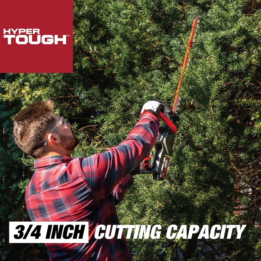 2026 NewHyper Tough 20V Max 22-inch Cordless Battery Powered Hedge Trimmer, HT21-401-003-07