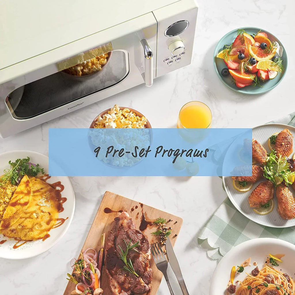 2026 NewComfee' Retro Microwave with LED digital display, 0.9 Cu. ft, 900W, Apricot, CM-M092AAT