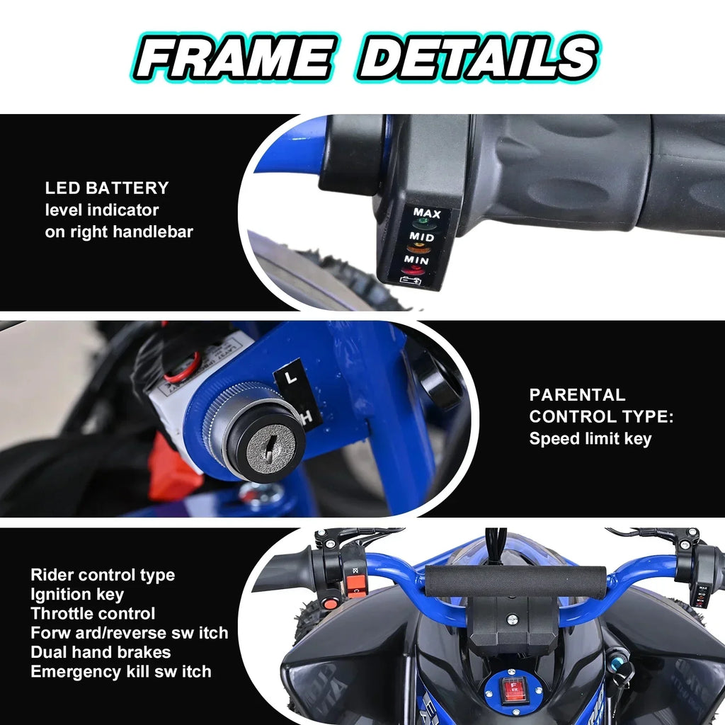2026 NewAoemoe 500W Ride-On Racer �C 15mph Speed, 36V Battery, 45�C60 Min Play, Blue