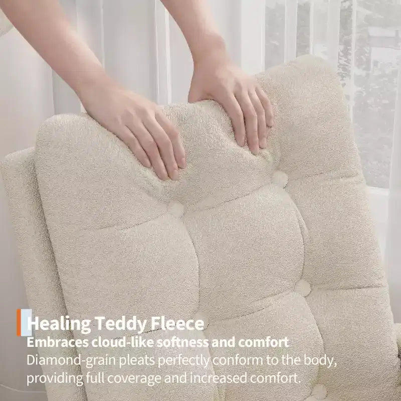 2026 Sillón mecedora deslizante tapizado con bolsillo lateral, estructura de madera, 1 plaza