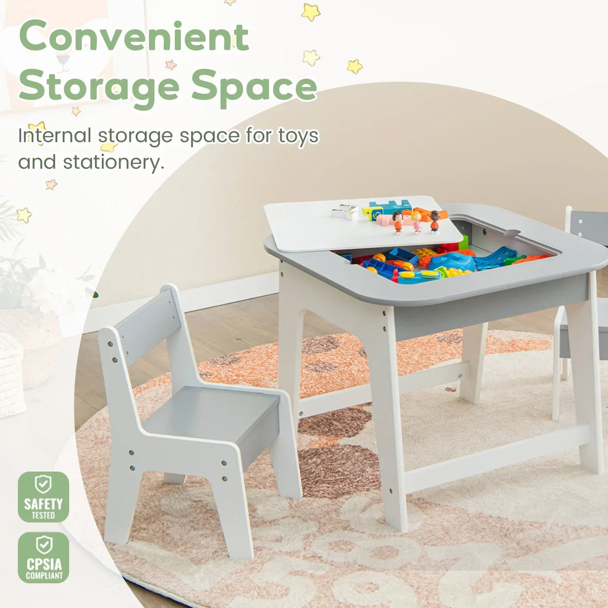 2026 NewOLAKIDS Kids Table and Chair Set, 3 in 1 Wooden Activity Table with Removable Tabletop, Blackboard and Whiteboard for Toddlers Arts Crafts Drawing Reading Playing, Playroom Nursery (Natural)