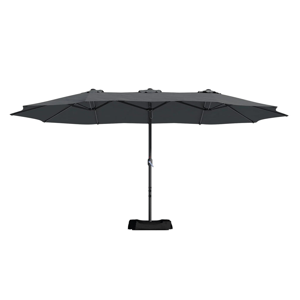 2026 NewMondawe 15ft Patio Umbrella Rectangular Outdoor Market Umbrella with Base and LED Lights Beige