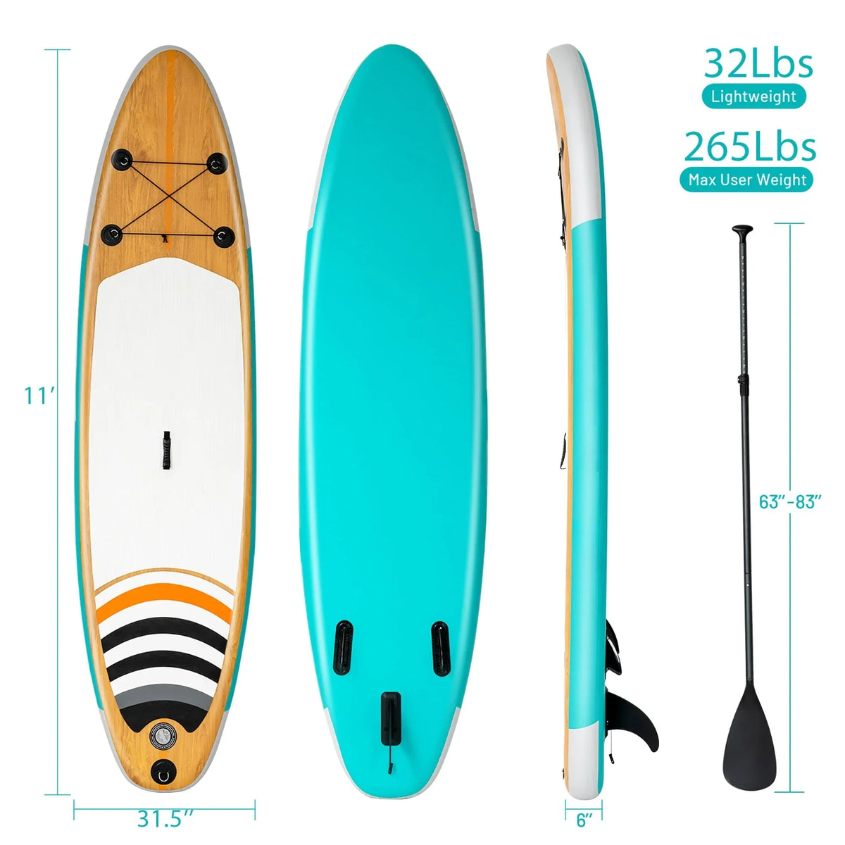 2026 NewGoplus 11' Inflatable Stand Up Paddle Surfboard W/Bag Aluminum Paddle Pump