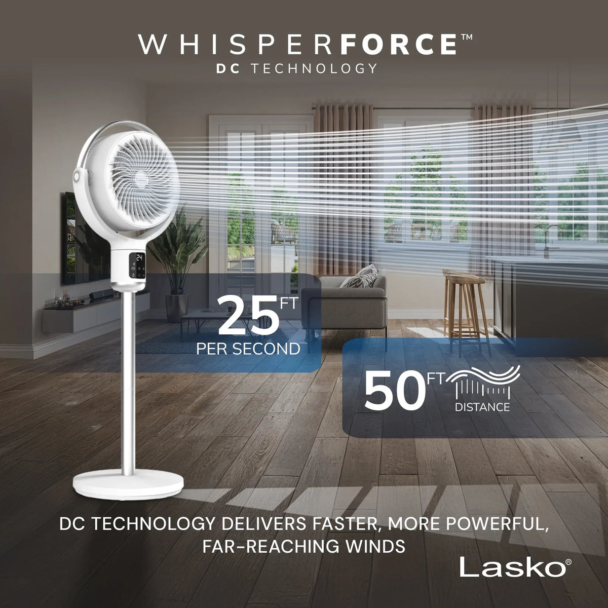 2026 NewLasko Whirlwind 7" 24-Speed Orbital Motion 25ft/s Airflow Remote Control Pedestal Fan, APDC301