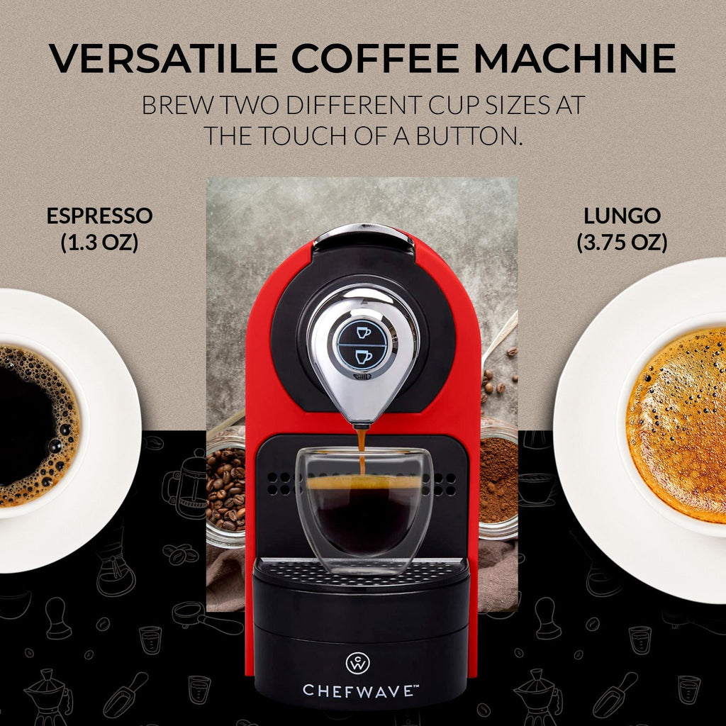 2026 NewChefWave Espresso Machine for use with Nespresso Capsules (Red), Holder and Cups