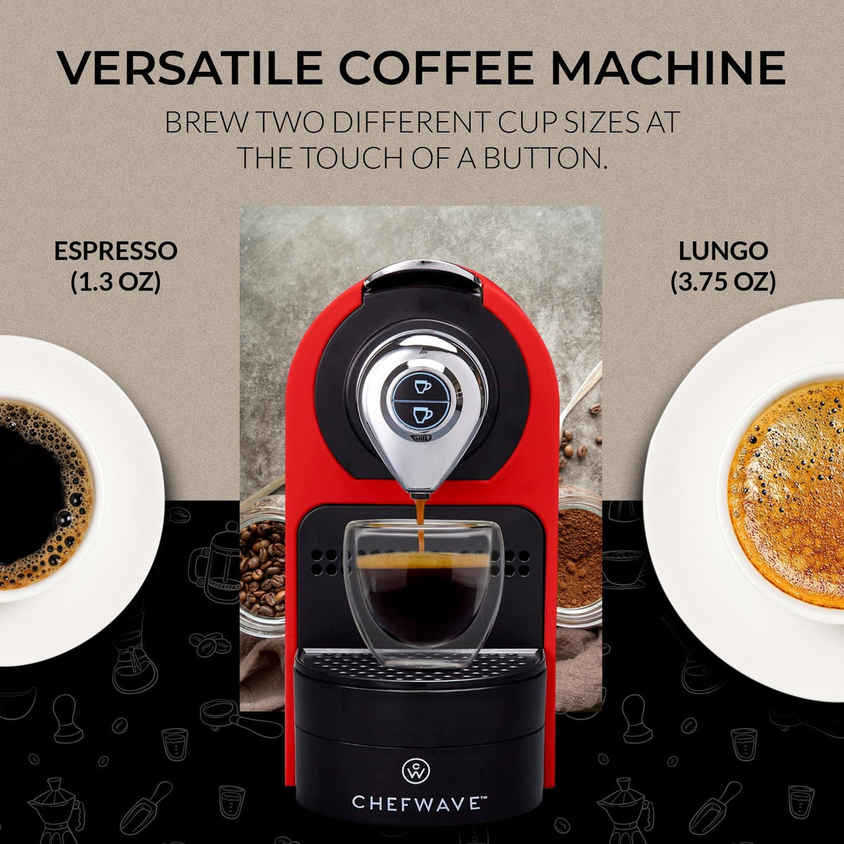 2026 NewChefWave Espresso Machine for use with Nespresso Capsules (Red), Holder and Cups
