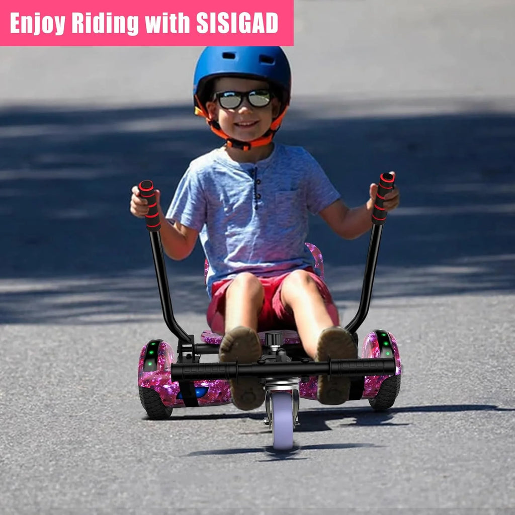 2026 Hoverboard con asiento, tabla flotante autoequilibrada de 6,5" con altavoces Bluetooth y luces LED para niños y adultos