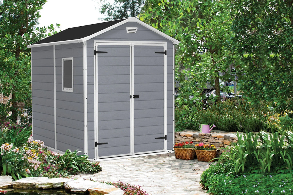 2026 NewKeter 213413 Manor DD 6 X 8 Foot All Weather Outdoor Storage Shed, Grey