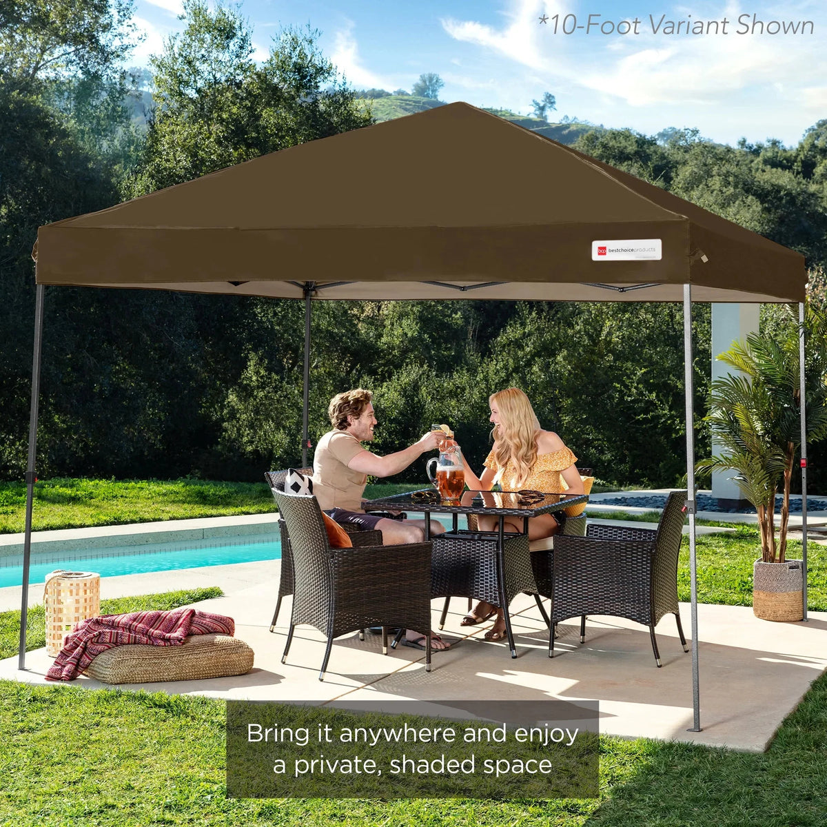 2026 NewBest Choice Products 12x12ft Easy Setup Pop Up Canopy w/ 1-Button Setup, Wheeled Case, 4 Weight Bags - Navy Blue