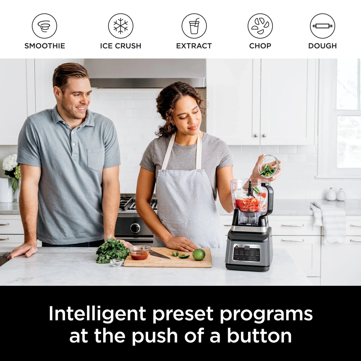 2026 NewNinja Professional Plus Kitchen System, 1400 Watts, 5 Presets for Smoothies, Chopping, Dough with Auto IQ, 72-oz.* Blender Pitcher, 64-oz. Processor Bowl, 24-oz. To-Go Cups, Black, BN800