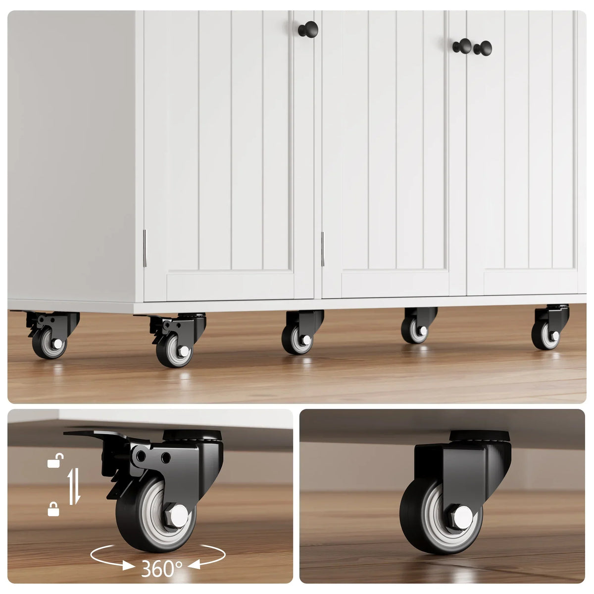 2026 NewNoelse Kitchen Island with Storage, Island Table for Kitchen with Drop Leaf, Spice Rack, Towel Bar for Small Kitchens, White