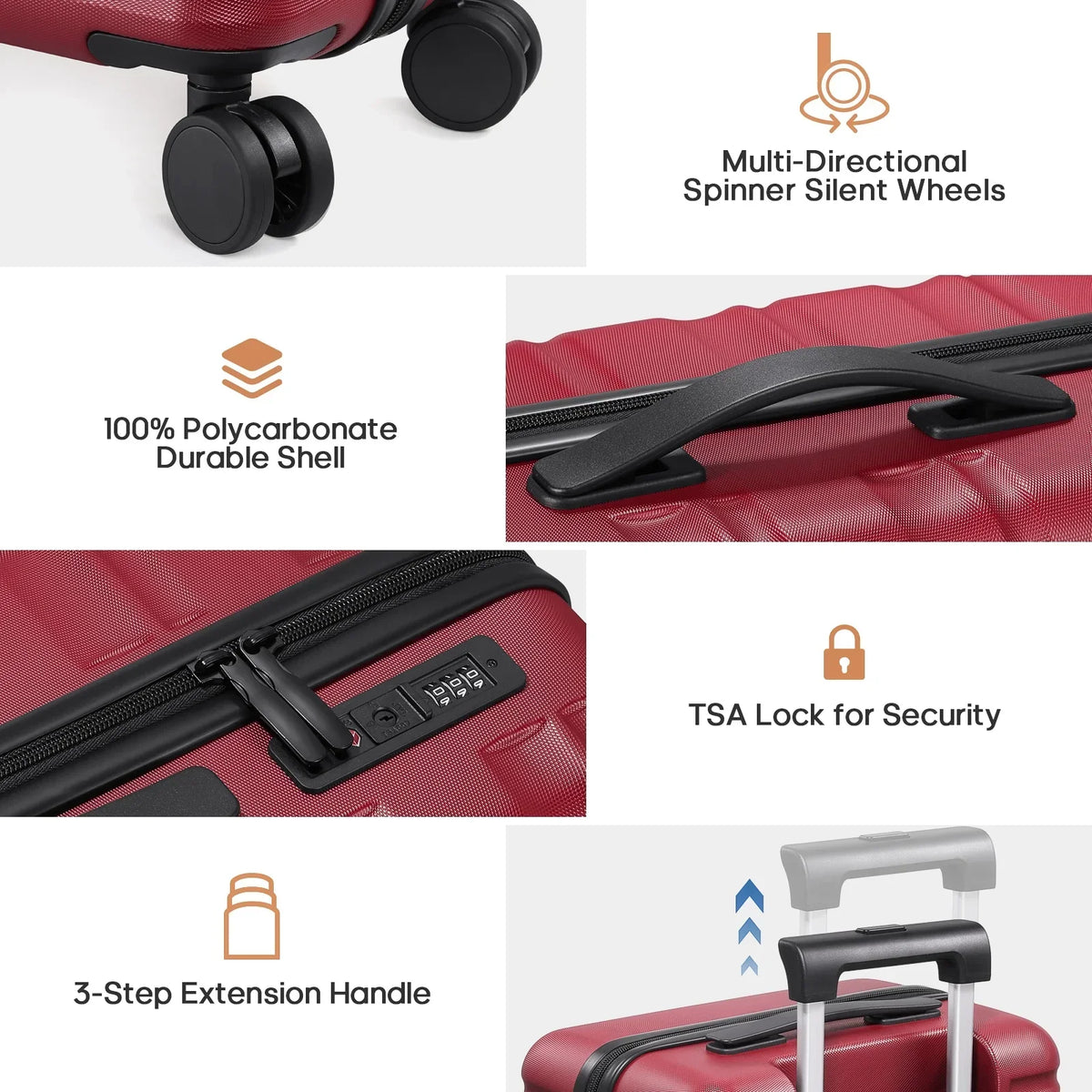 2026 NewMIUSSE Luggage Sets 3 Piece, 20 Inch Carry On Luggage with Wheels, 100% PC Hardshell Suitcase with TSA Lock, Carry On Suitcases Airline Approved With Travel Backpack for Men Women