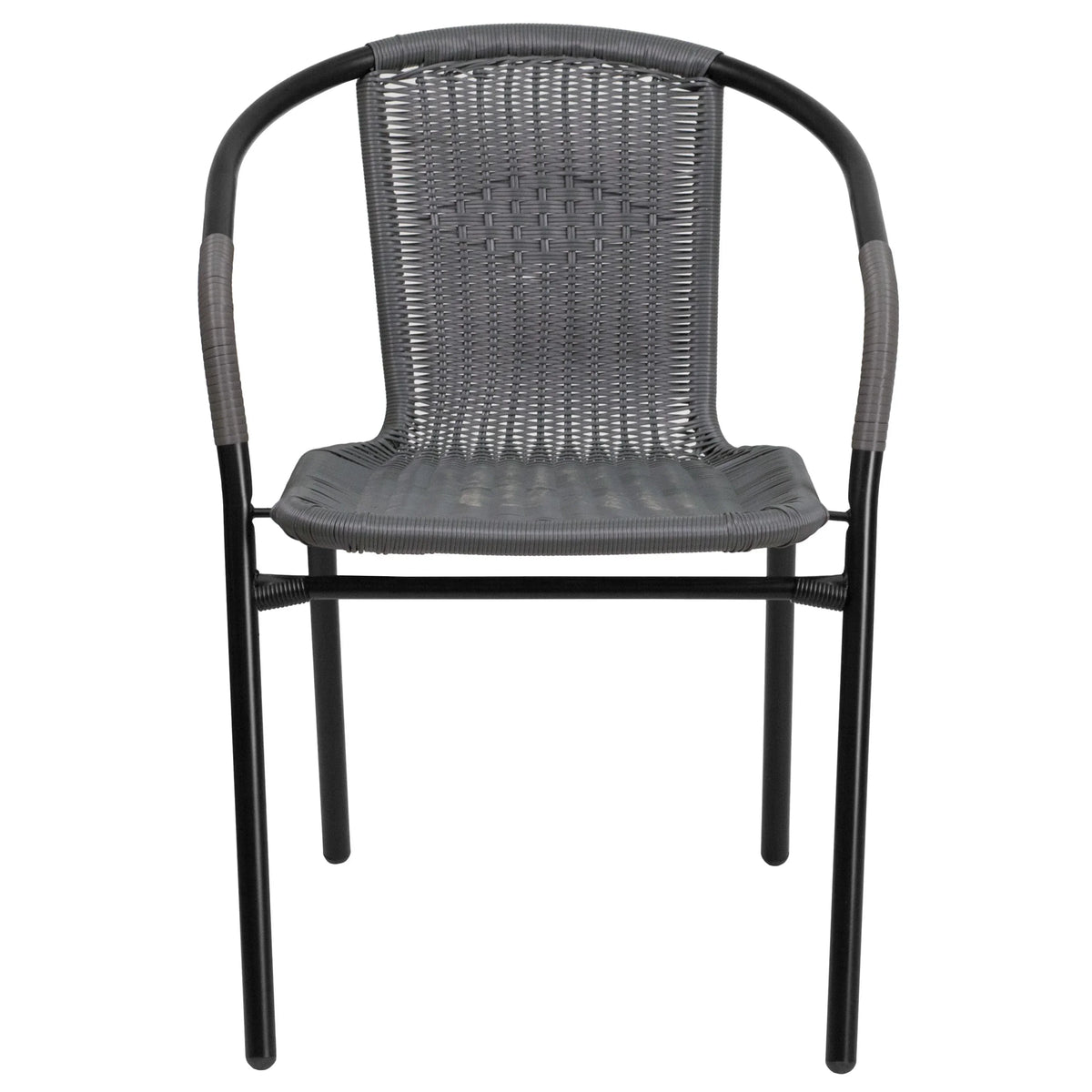 2026 NewEmma + Oliver Indoor/Outdoor Stacking Rattan Restaurant Patio Chairs, Set of 2, Gray