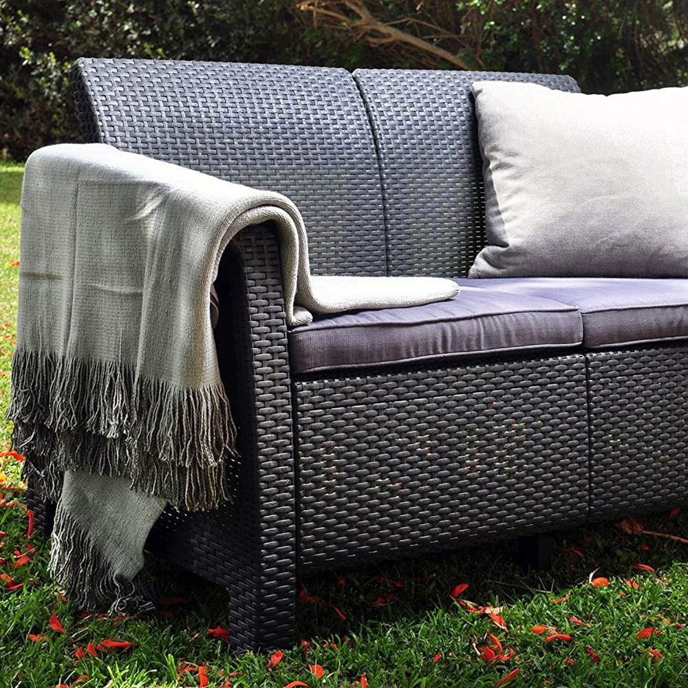 2026 NewKeter Corfu All Weather Resin 4 Piece Patio Conversation Set, Graphite
