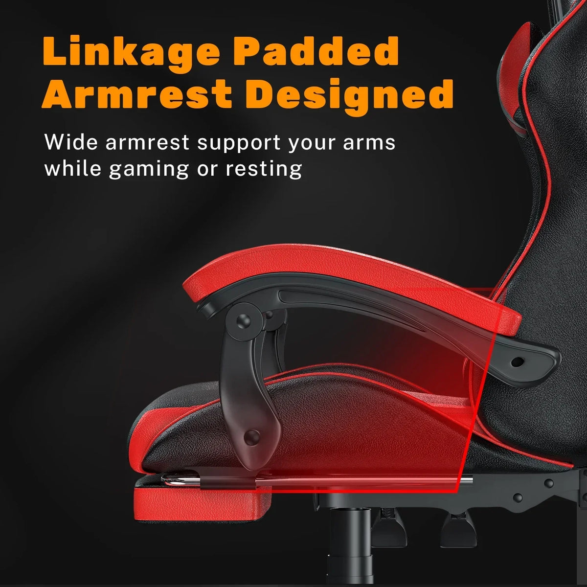 2026 NewBigzzia Gaming Chair Office Chair, Ergonomic Game Chair with Height Adjustable Headrest and Lumbar Support for Adults Teens, Black & White