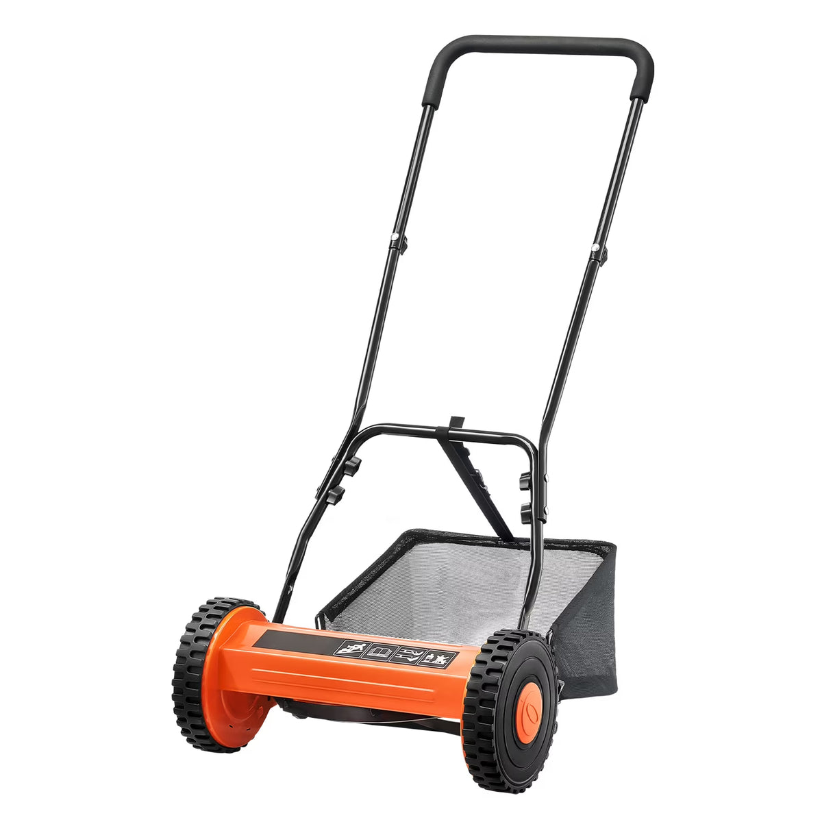 2026 NewKFFKFF 16-Inch Manual Push Reel Lawn Mower, 5-Blade Design, Adjustable Cutting Height from 0.6 to 1.75 Inches, Walk-Behind Mower with Grass Collection Bag for Lawns, Driveways, and Courtyards