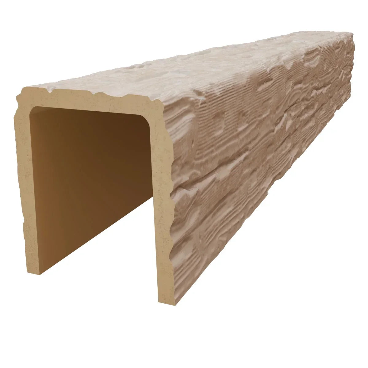 2026 NewEkena Millwork 3 1/2"W x 3 1/2"H x 120"L 3-Sided (U-Beam) Salvaged Timber HeritageTimber Faux Wood Ceiling Beam, Kona Brown