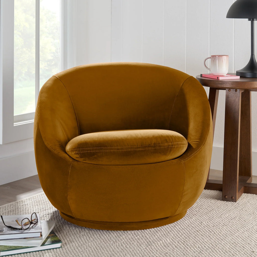 2026 NewBetter Homes & Gardens Mira Swivel Accent Chair, Cream Shearling