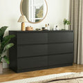 2026 NewKadyn Modern 6 Drawer Dresser Wood Cabinet,Dresser for Bedroom, Kitchen Storage Cabinet with Drawers, Chest of Drawers(Black)