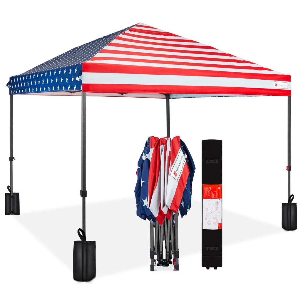 2026 NewBest Choice Products 12x12ft Easy Setup Pop Up Canopy w/ 1-Button Setup, Wheeled Case, 4 Weight Bags - Navy Blue