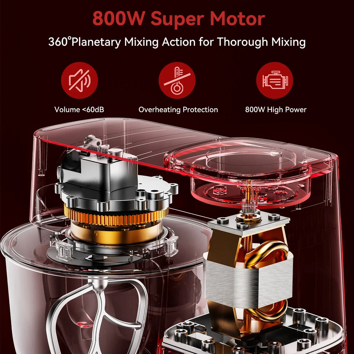 2026 NewLINKChef 7.4 Quart Stand Mixer, 800W 12-Speed Tilt-Head Food Mixer, Kitchen Electric Mixer with Dough Hook, Wire Whip & Beater