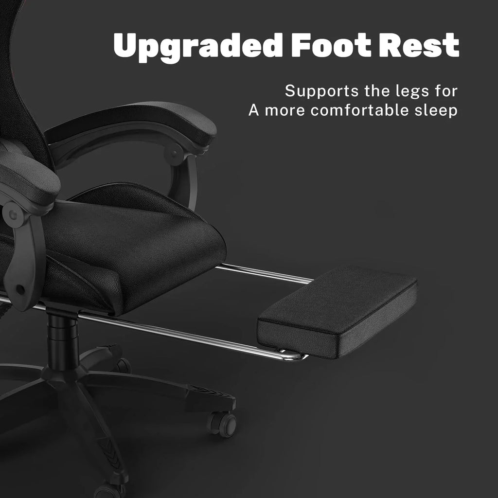 2026 NewBigzzia Gaming Chair Office Chair, Ergonomic Game Chair with Height Adjustable Headrest and Lumbar Support for Adults Teens, Black & White