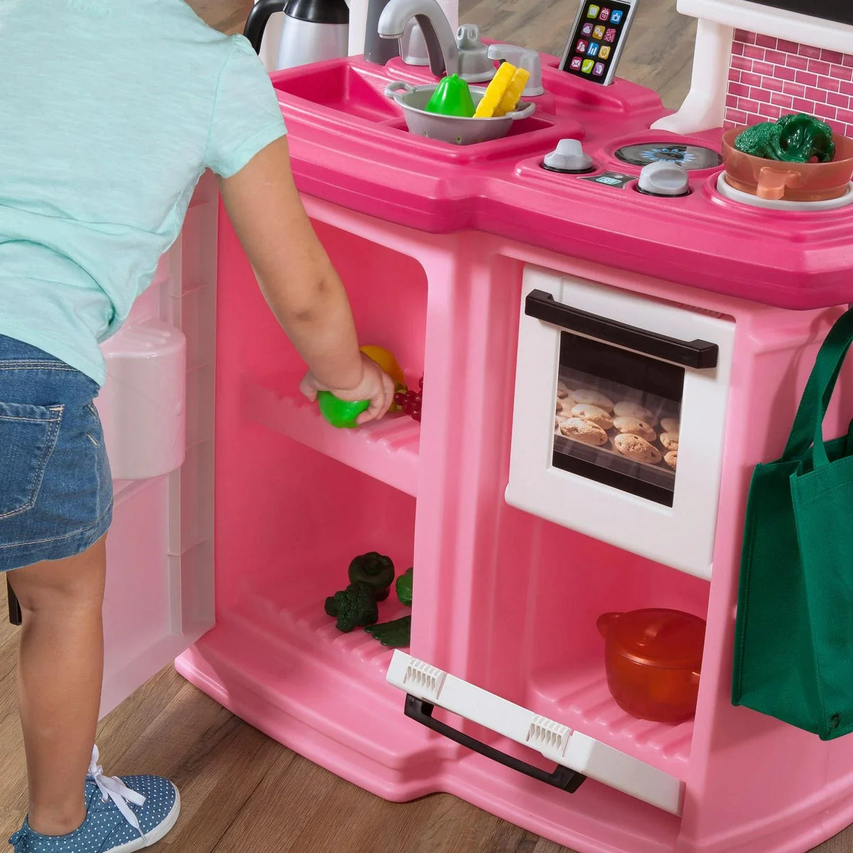 2026 NewStep2 Great Gourmet Soft Pink Plastic Toddler Kitchen with 35 Piece Kitchen Playset