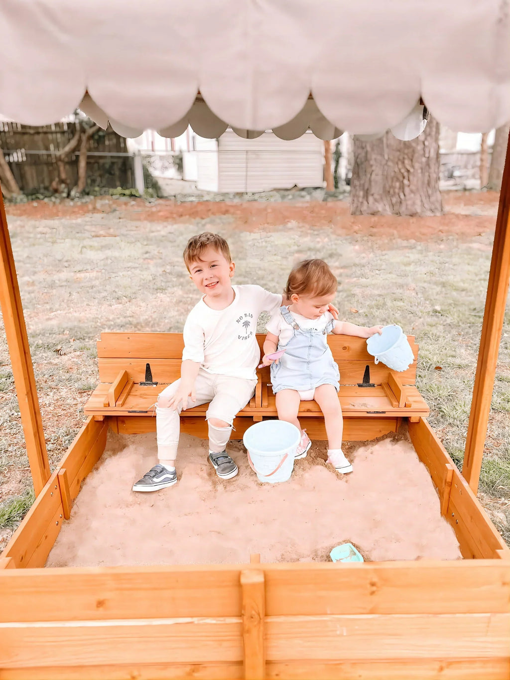 2026 NewMorgete 47'' Outdoor Sandbox for Kids with Lid and Bench, Wooden Sand Play Toys Center