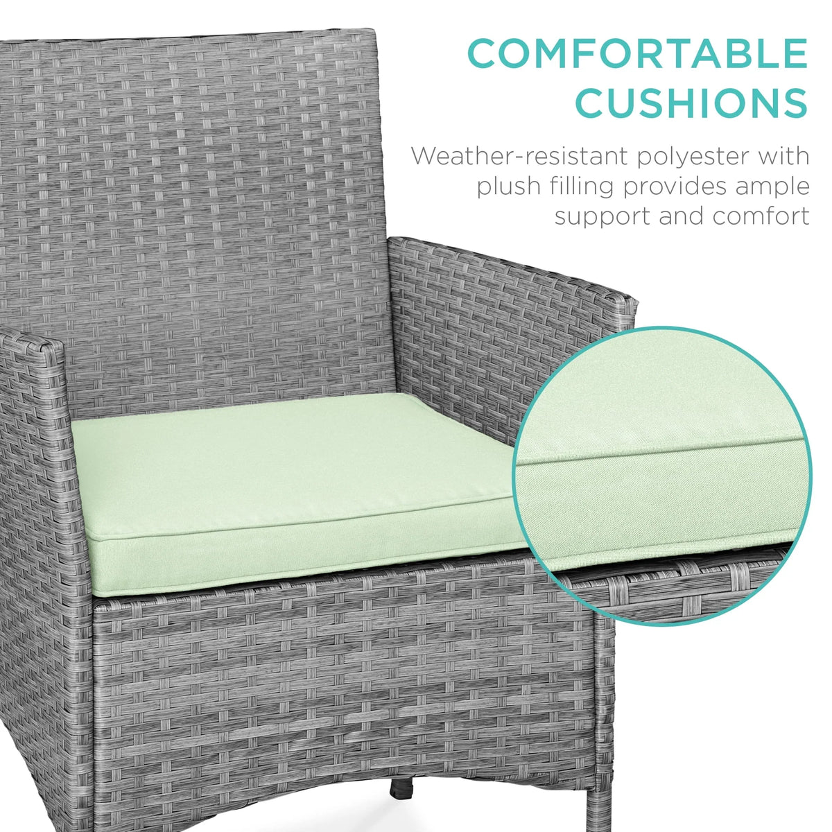 2026 NewBest Choice Products 3-Piece Outdoor Wicker Conversation Patio Bistro Set, w/ 2 Chairs, Table - Gray/Navy