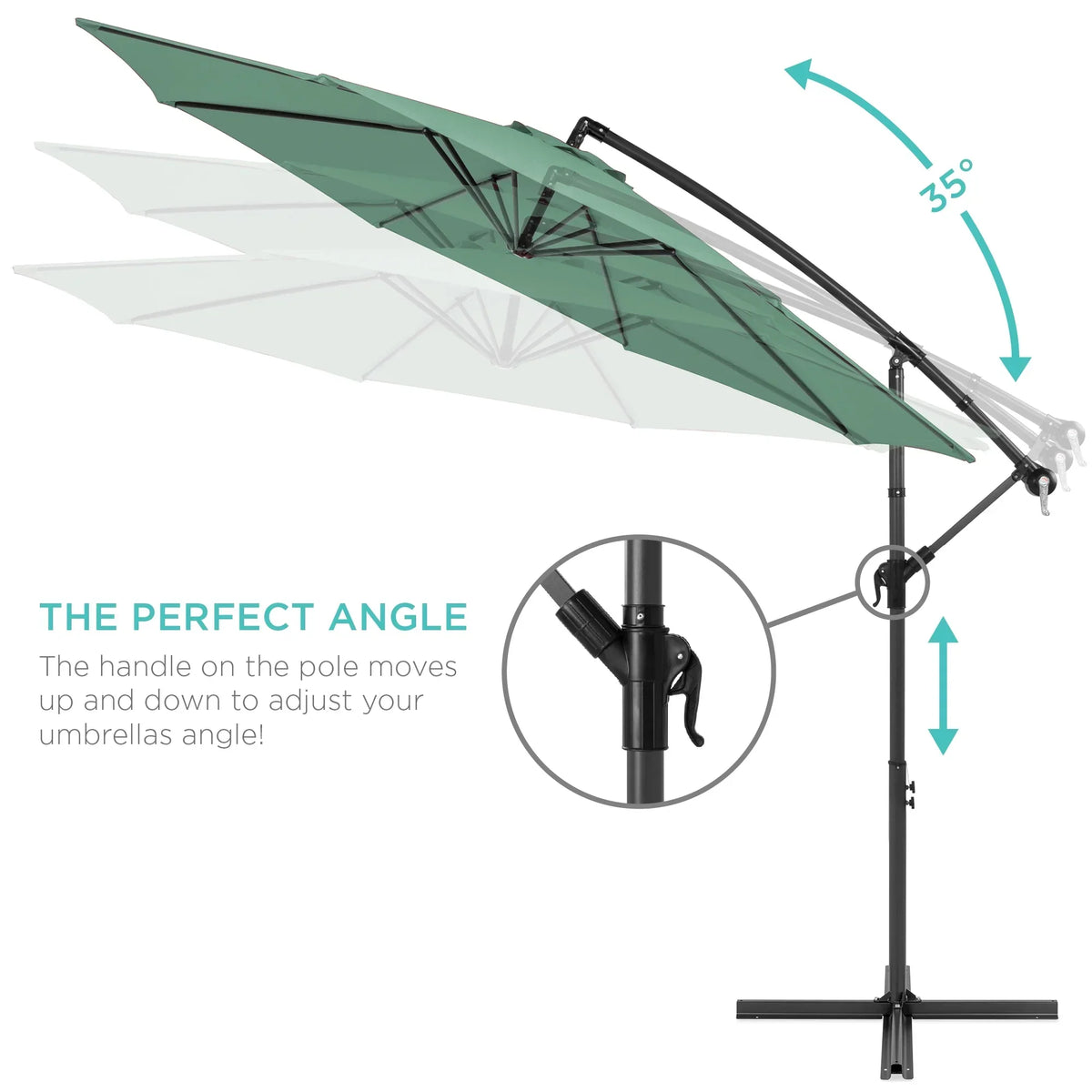 2026 NewBest Choice Products 10ft Offset Hanging Outdoor Market Patio Umbrella w/ Easy Tilt Adjustment - Tan
