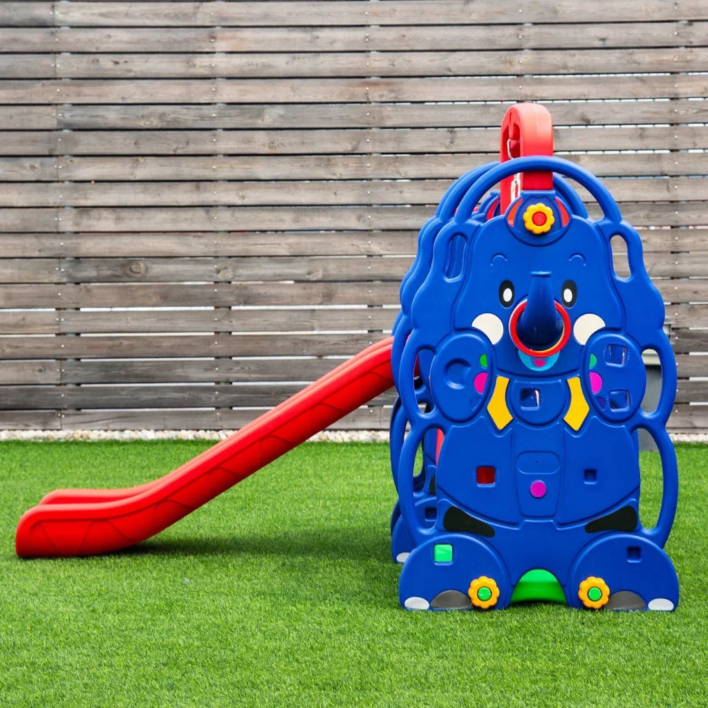 2026 NewCostway 3 in 1 Junior Children Climber Slide Swing Seat Basketball Hoop Playset Backyard