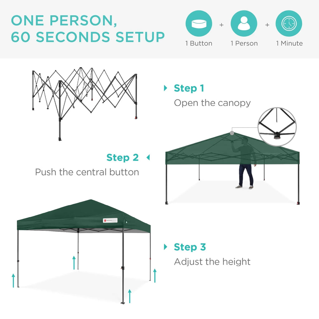 2026 NewBest Choice Products 12x12ft Easy Setup Pop Up Canopy w/ 1-Button Setup, Wheeled Case, 4 Weight Bags - Navy Blue