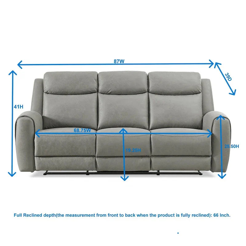 2026 Conjunto reclinable de 2 piezas estilo transicional, gris