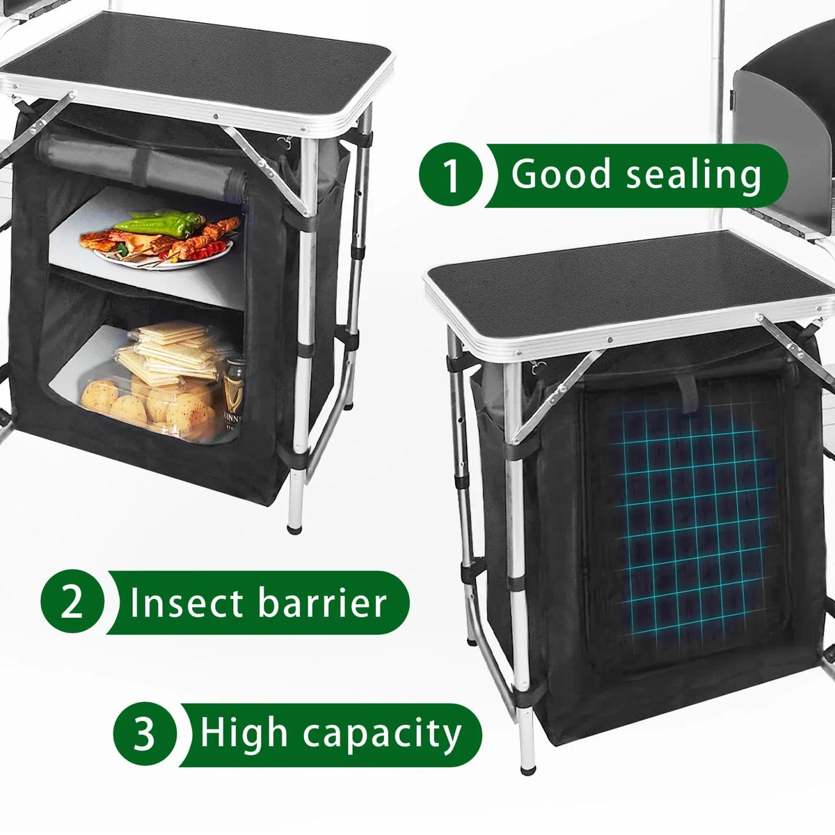 2026 NewCamping Kitchen Station Aluminum Outdoor Cook Table Camping Table Black