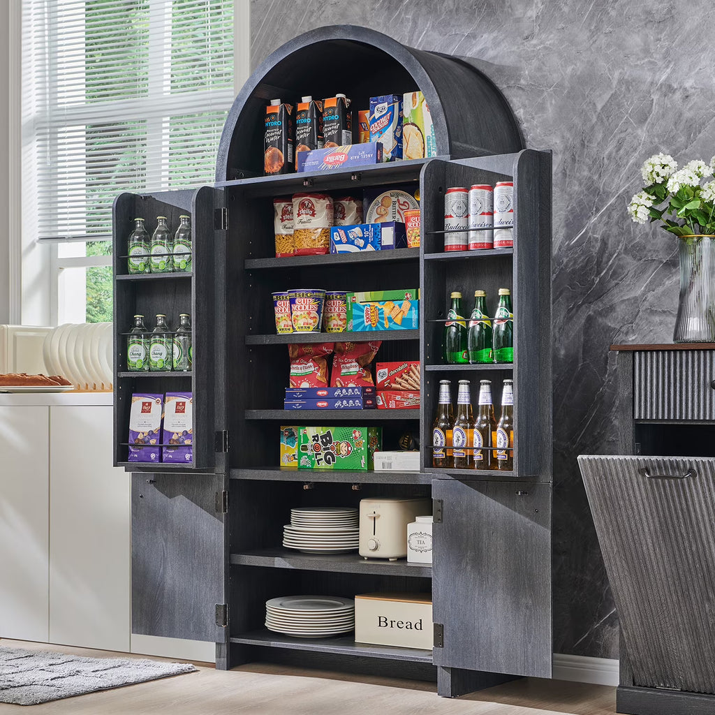 2026 NewIFGET 71" Tall Arched Kitchen Pantry Storage Cabinet, Large Storage Cabinet with Adjustable Shelves, Pantry Cabinet for Kitchen, Dining Room
