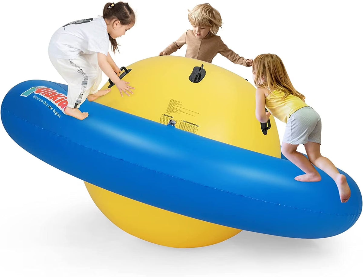2026 NewOLAKIDS 8FT Inflatable Dome Rocker Bouncer, Outdoor Kids Giant Roll and Play Seesaw Rocker with 6 Secure Handles, Max Weight 250 LBS, Toddlers Climbing Toy Backyard Play Center Equipment