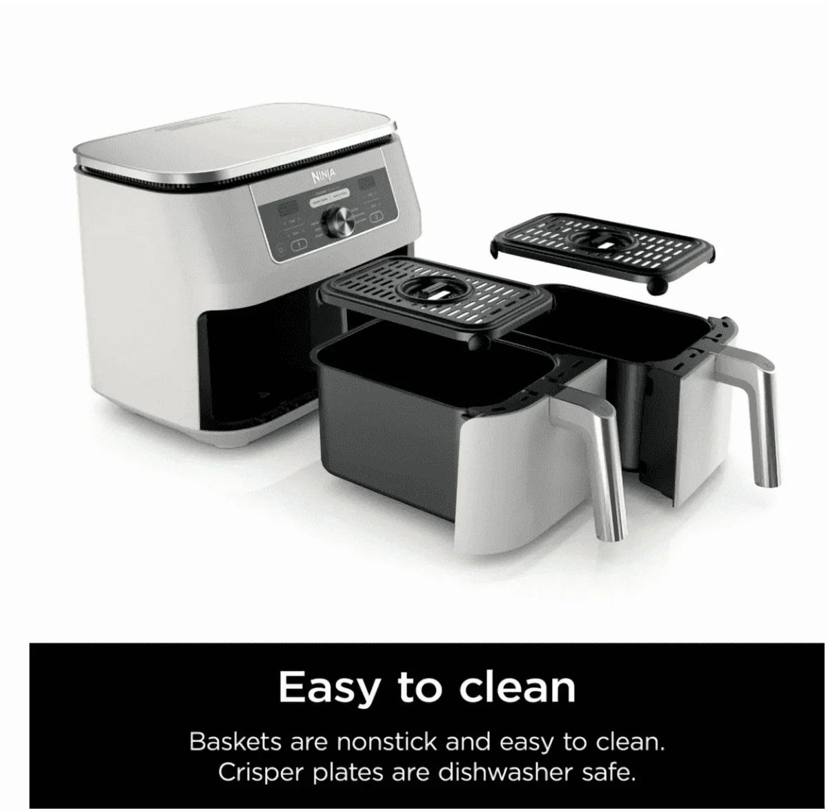 2026 NewNinja Foodi 6-in-1, 8 Quart 2-Basket Air Fryer with DualZone Technology -White