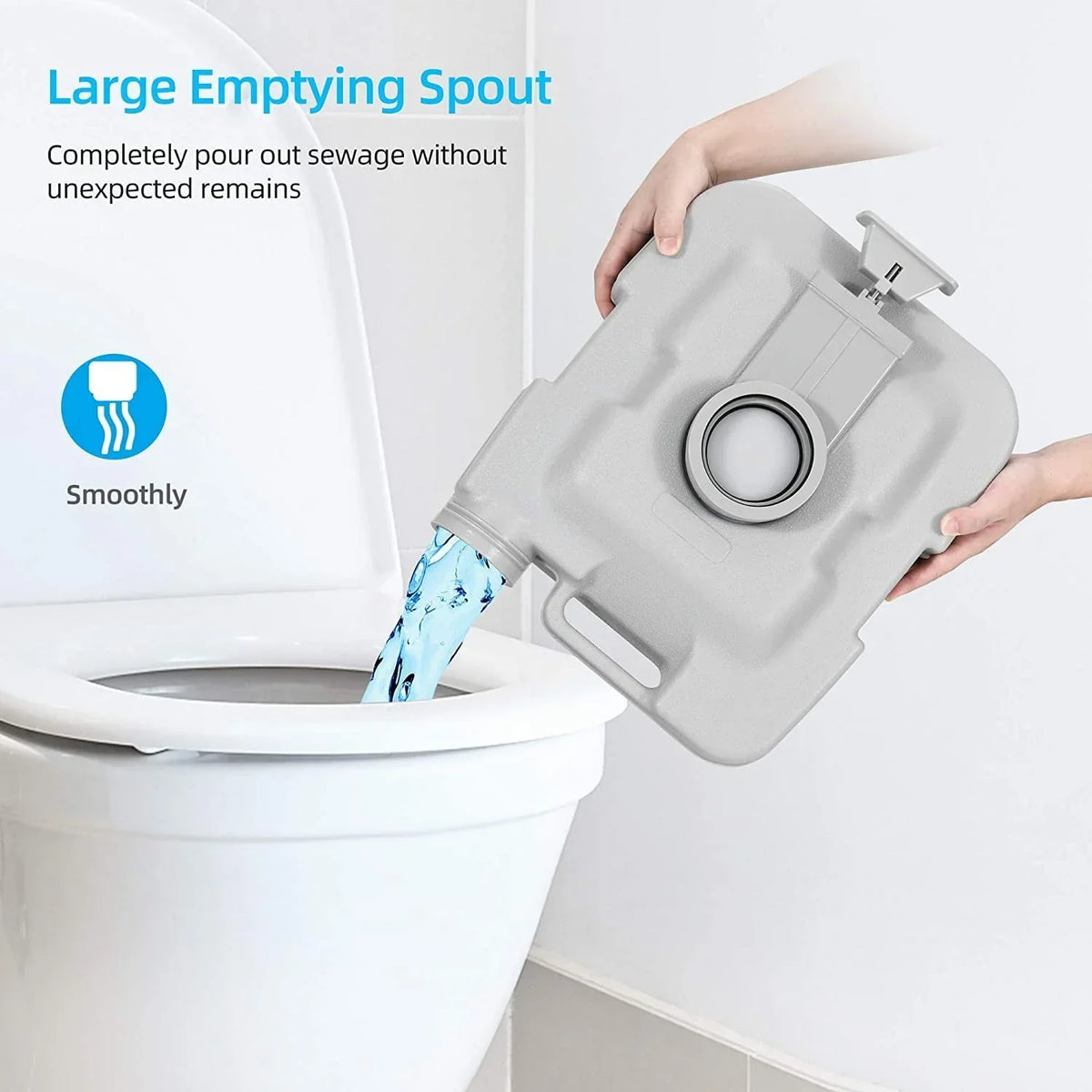2026 NewDextrus 5.3 Gallon Portable Toilet With Detachable Tank, Double Outlet Water Spout, Press Flush Pump, Travel RV Potty for Camping, Boating, Hiking, Trips, White&Gray