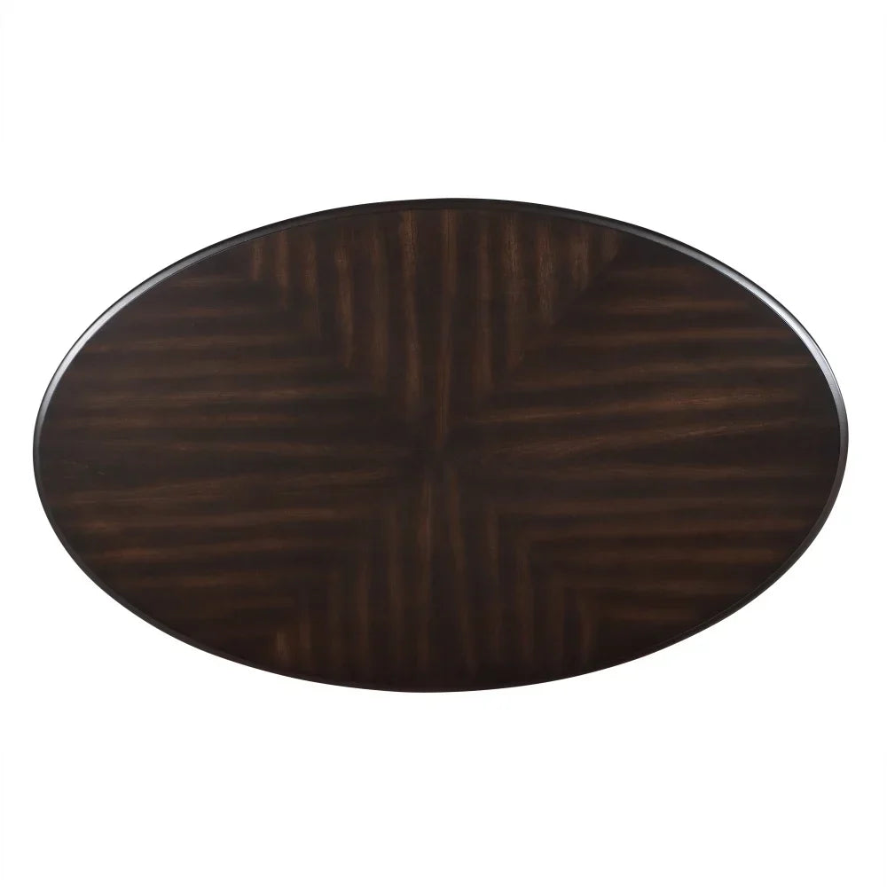 2026 New42" Oval Coffee Table with Storage Shelf, 2-Tier Solid Wood Cocktail Tea Table, Traditional Retro Center Table for Living Room, Bearing 400LBS, Cherry