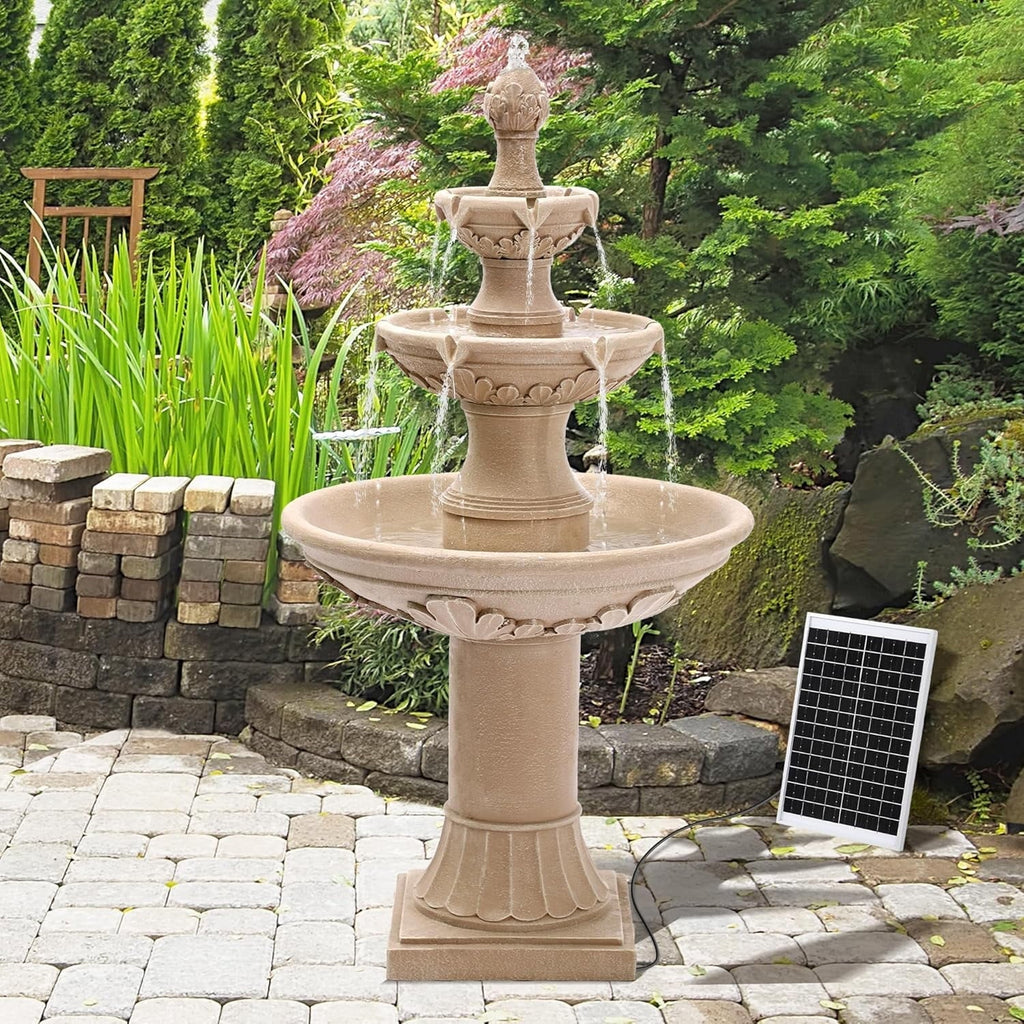 2026 NewMagic Union Italian Solar Water Fountains Outdoor Garden Decor - 48.4''H Fountain and Waterfall, Large Cascading Indoor Floor-Standing Resin Bubbler Fountain Features W/Pump for Patio, Backyard