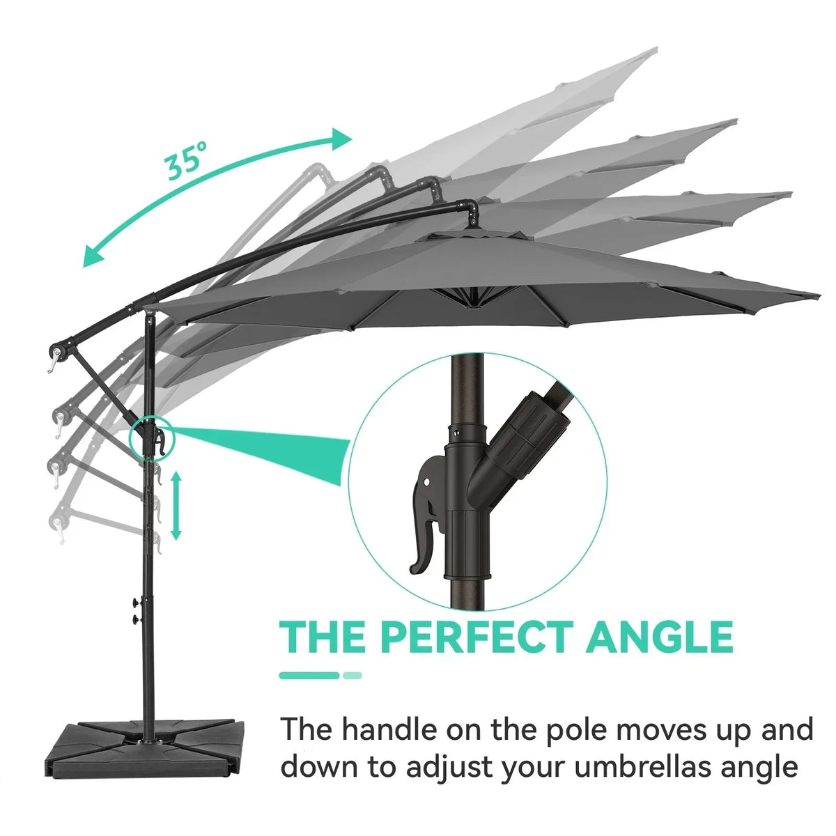 2026 NewJUSTLET 10ft Heavy Duty Patio Hanging Offset Cantilever Patio Umbrella W/ 4-Piece Base Included Included, Beige
