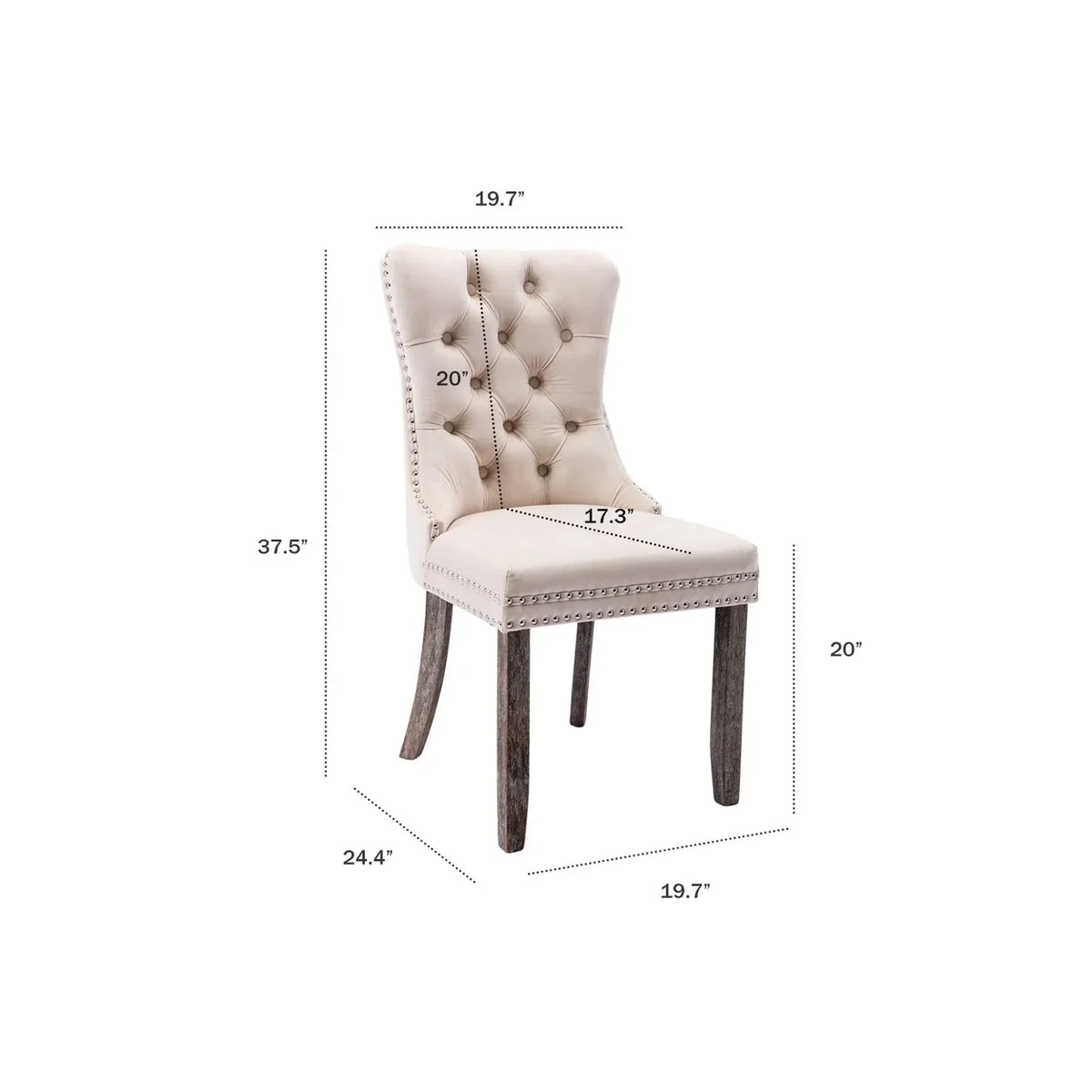 2026 NewTzicr Dining Chairs Set of 4, Velvet Upholstered Dining Chairs with Nailhead Back and Ring Pull Trim,Solid Wood Dining Chairs for Kitchen/Bedroom/Dining Room,Modern Fabric Dining Set,Beige