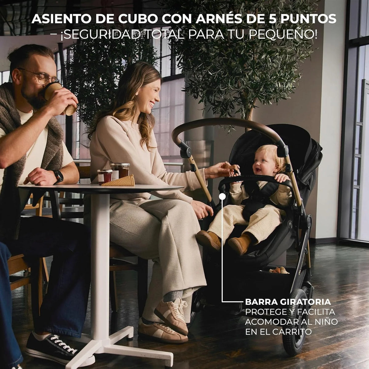 2026 Kinderkraft MOOV XL 3 en 1, Carrito bebé hasta 27 kg, Carro, Con Asiento I-SIZE 40-75 cm, Plegable, Amortiguación, Convertible, Capazo XL, Con accesorios, Gris Claro