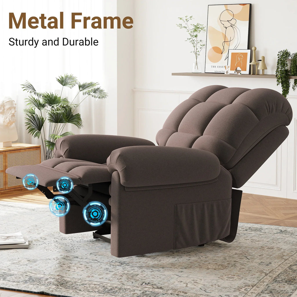 2026 NewPower Recliner Chair,Electric Recline Sofa Chair for Adults with USB Port,Comfy Teddy Fleece Adjustable Cloud Sofa,Tool-Free Setup,Beige White