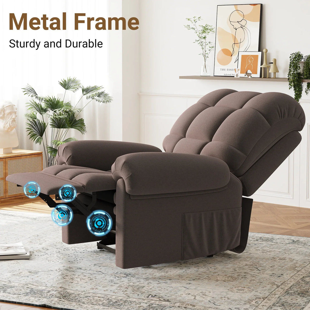 2026 NewPower Recliner Chair,Electric Recline Sofa Chair for Adults with USB Port,Comfy Teddy Fleece Adjustable Cloud Sofa,Tool-Free Setup,Beige White