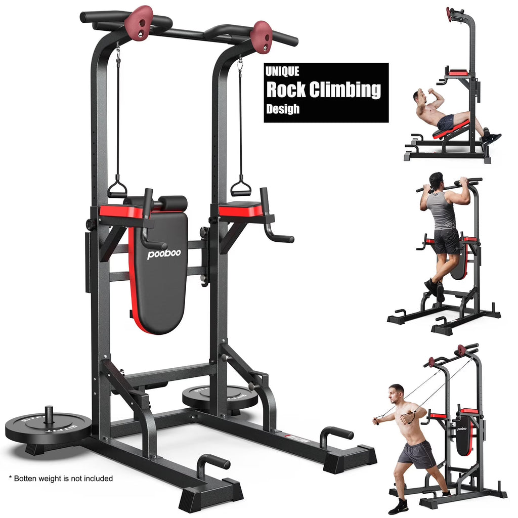 2026 NewLNOW Multifunction Power Tower Pull up Bar Dip Station Power Rack with Adjustable Backrest for Home Gym Strength Training Workout Equipment Max Weight 480lbs
